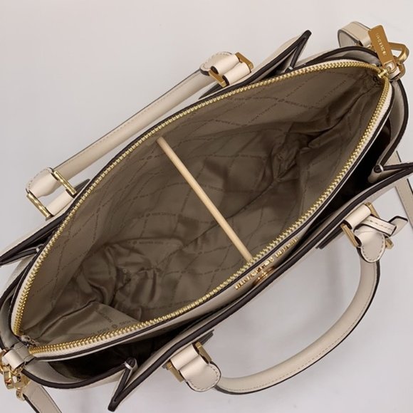 Michael Kors Daria Large Satchel Bag Leather Light Cream - Picture 10 of 16